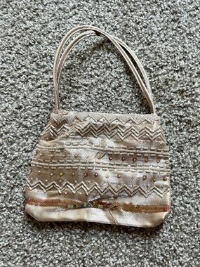 Embellished Champagne Beaded Evening Wristlet